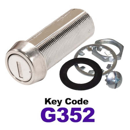 Global RV SS Compartment Lock, Cam/Blade Style, 1-3/4in Threaded Barrel, Blades not Included, Keyed to G352 CLB-352-134-SS